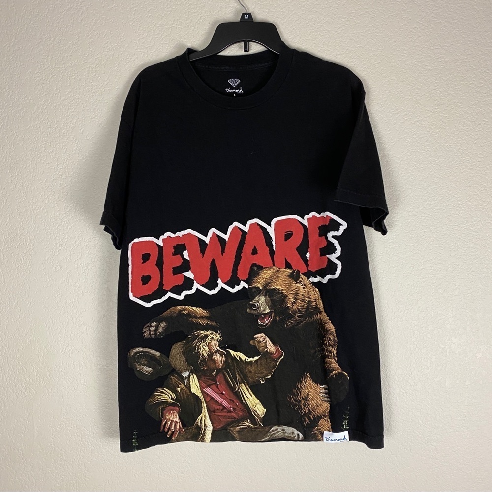 Diamond Beware Grizzly Bear Shirt Mens Size Large - Picture 1 of 6